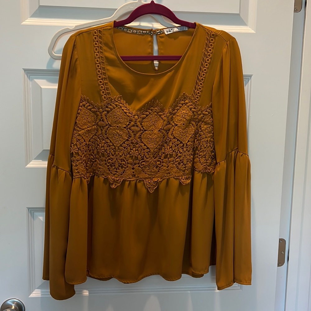 Mustard bell sleeve blouse